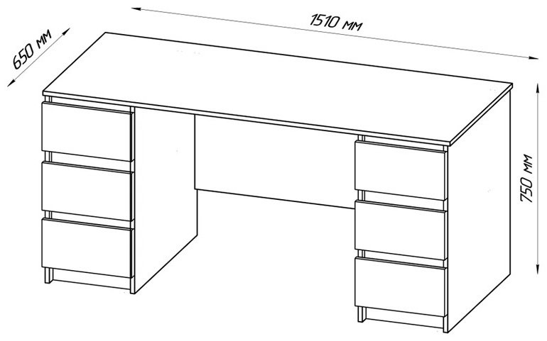 Стол письменный MMZ Кастор, 151х65x75 см, белый купить,NaN