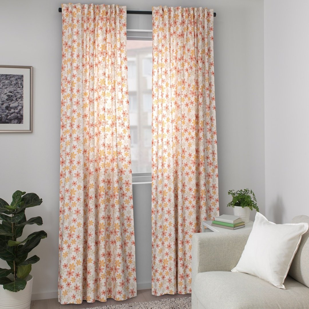 Комплект IKEA 145x300 см 2 шт, хлопок, оранжевый, розовый, мультиколор купить,NaN