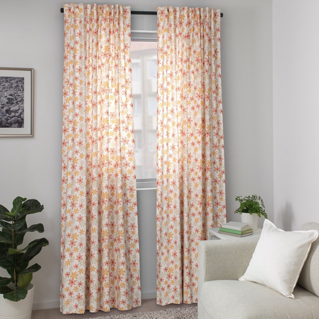 Комплект IKEA 145x300 см 2 шт, хлопок, оранжевый, розовый, мультиколор купить,NaN