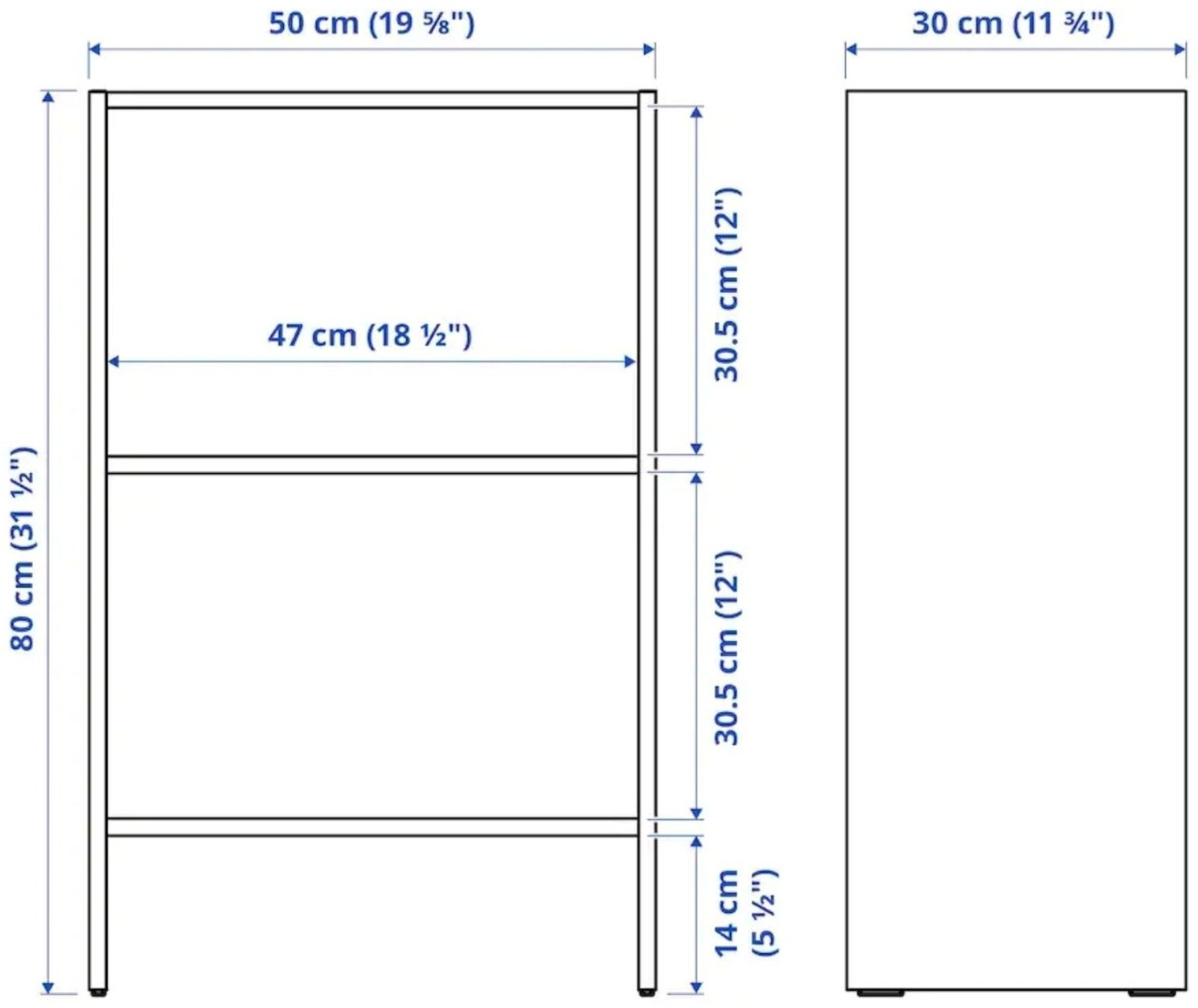 Стеллаж напольный IKEA Баггебо, 50x30x80 см, белый купить,NaN
