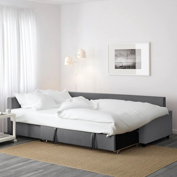 Диван угловой IKEA Фрихетэн УУ, 230х151 см, обивка комбинированная, серый купить,NaN