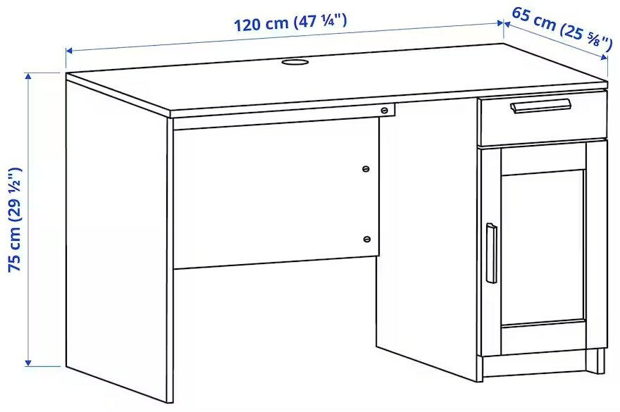 Стол письменный IKEA Бримнэс, 120х65x75 см, белый купить,NaN
