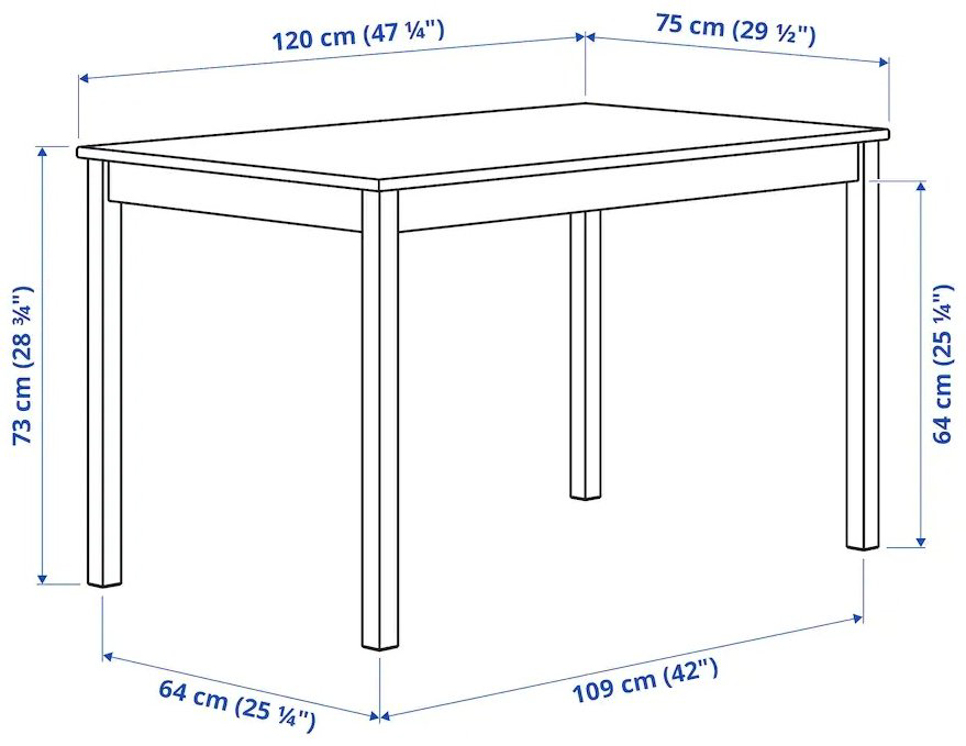 Обеденный стол IKEA Ингу, 120х75x73 см, дерево, бежевый купить,NaN