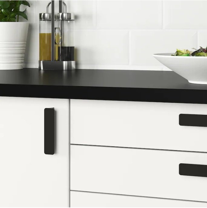 Торцевая ручка IKEA ХАККОС 603.549.65, алюминий, 100 мм, черный купить,NaN