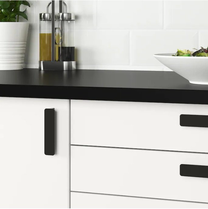 Торцевая ручка IKEA ХАККОС 603.549.65, алюминий, 100 мм, черный купить,NaN