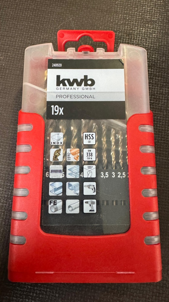 Набор сверл KWB HSS-CO 2489201-10 мм 19 шт