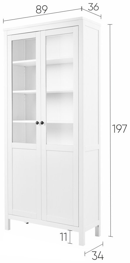 Шкаф-витрина напольный КЫМОР/ХЕМНЭС 30710303 198х90х37 см, белый купить,NaN