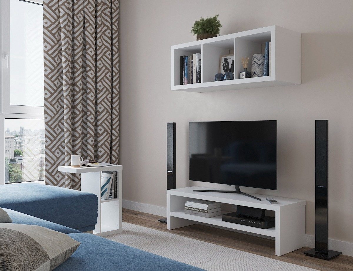 ТВ-тумба напольная Enkel 47300142 , 38x120x37 см, белый купить,NaN