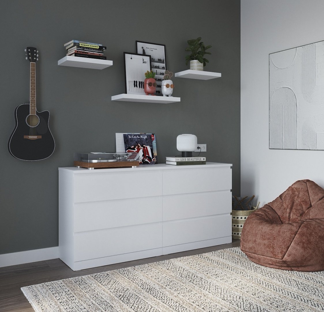 Комод VÄRMA 6D, 160x40x78 см, белый купить,NaN