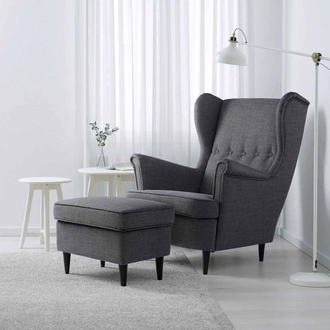 Пуф IKEA 60419882, 60x40x44 см, серый купить,NaN