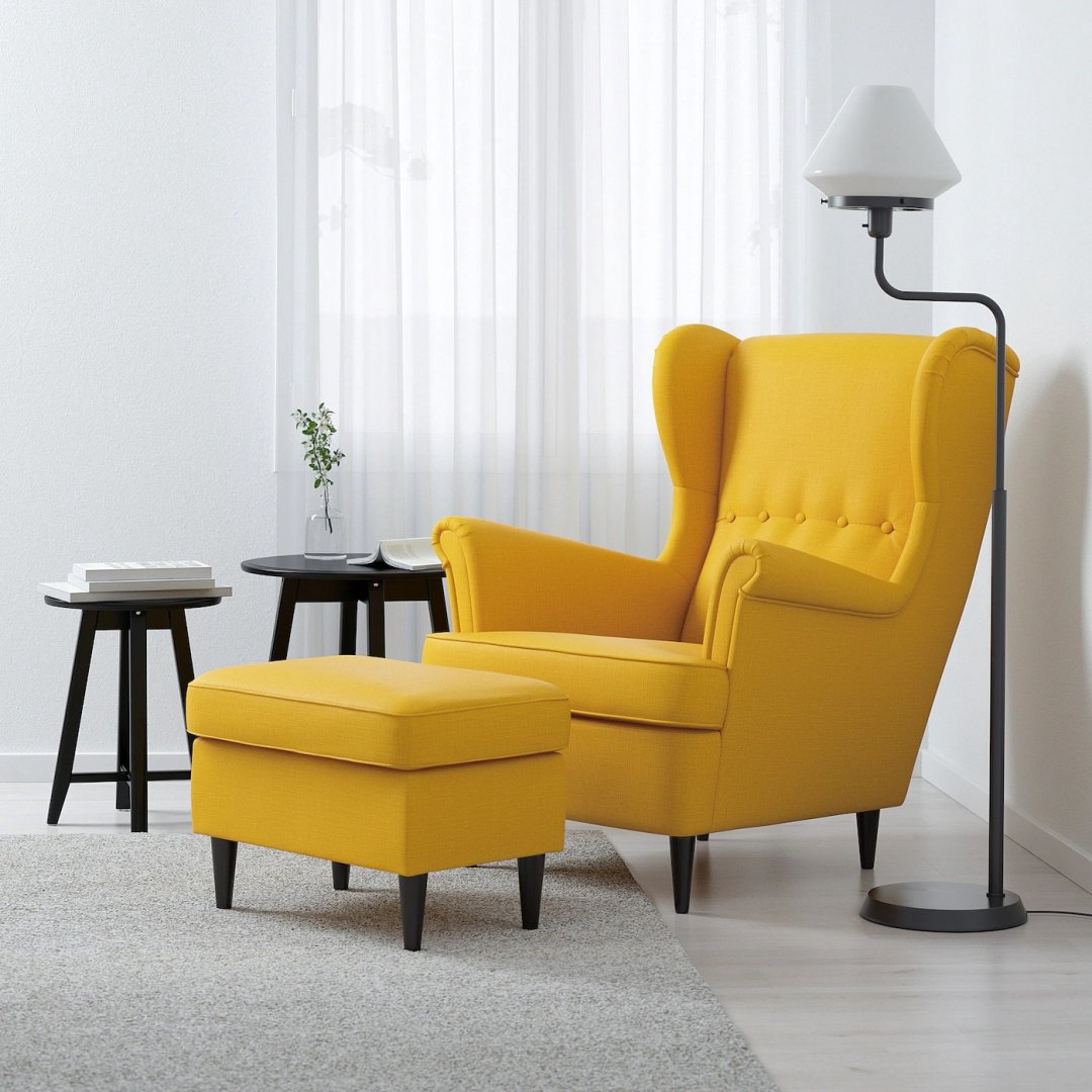 Пуф IKEA Страндмон 00419941, 60x40x44 см, желтый купить,NaN
