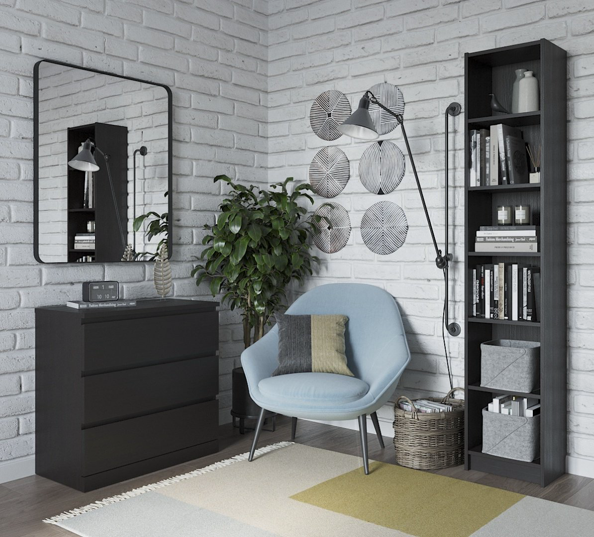 Комод VARMA 3, 80x40x77 см, черный купить,NaN