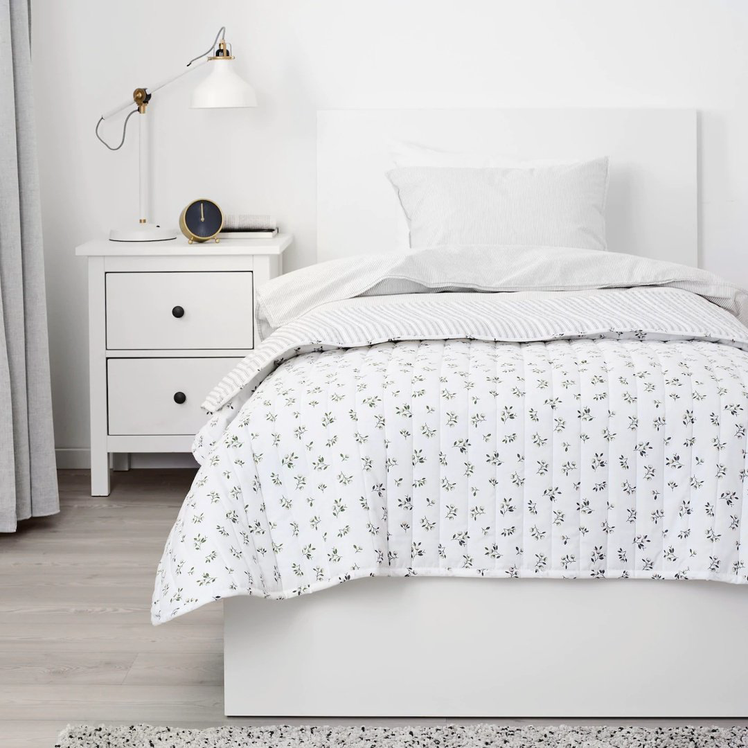 Покрывало IKEA САНДЛУПИН 180х250 см, хлопок, полиэстер, белый купить,NaN