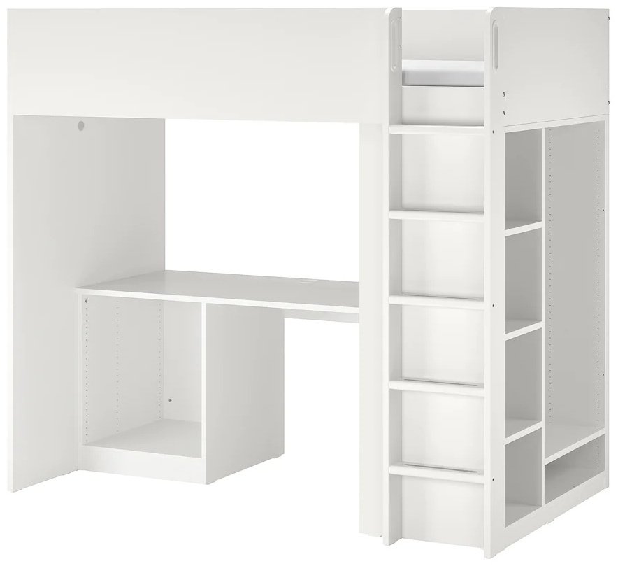 Кровать-чердак IKEA Смостад 90454039, 90x200 см, белый купить,NaN