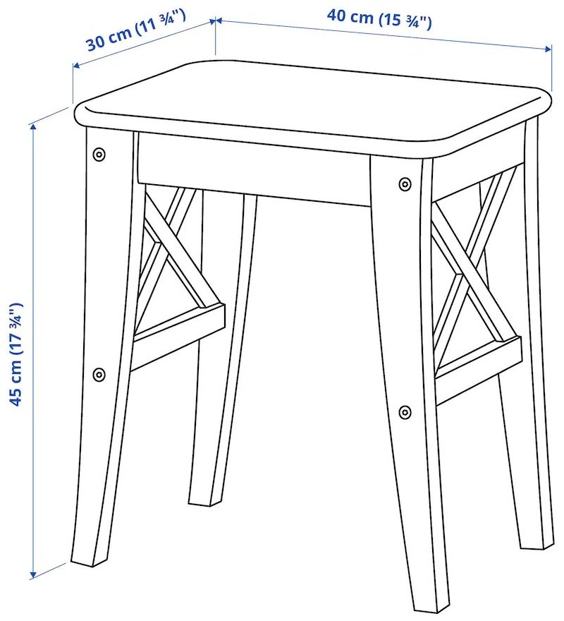 Табурет IKEA Ингольф 40360203, 45x40x30 см, черный