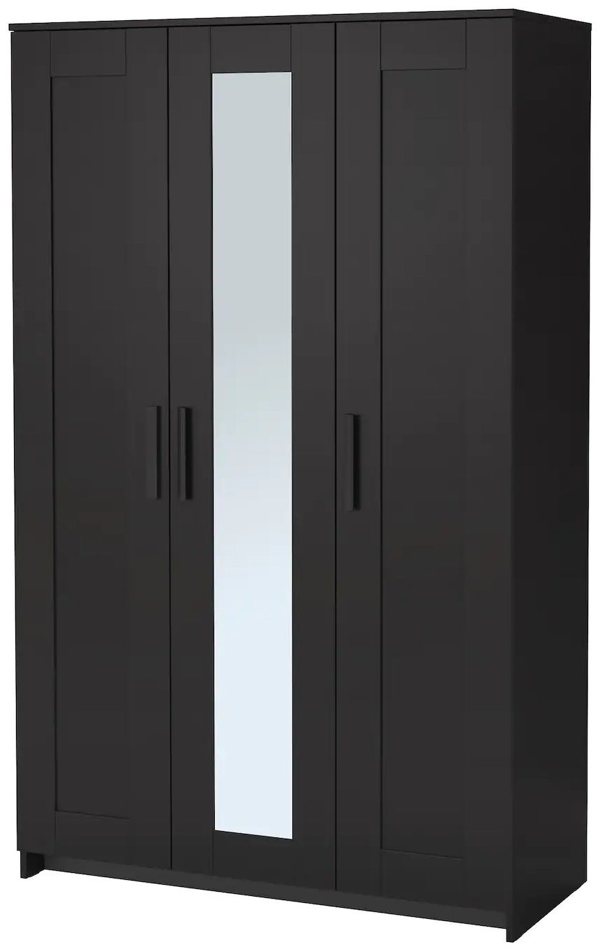 Распашной шкаф IKEA Бримнэс с зеркалом 004.121.24, 117x190х50 см, черный купить,NaN