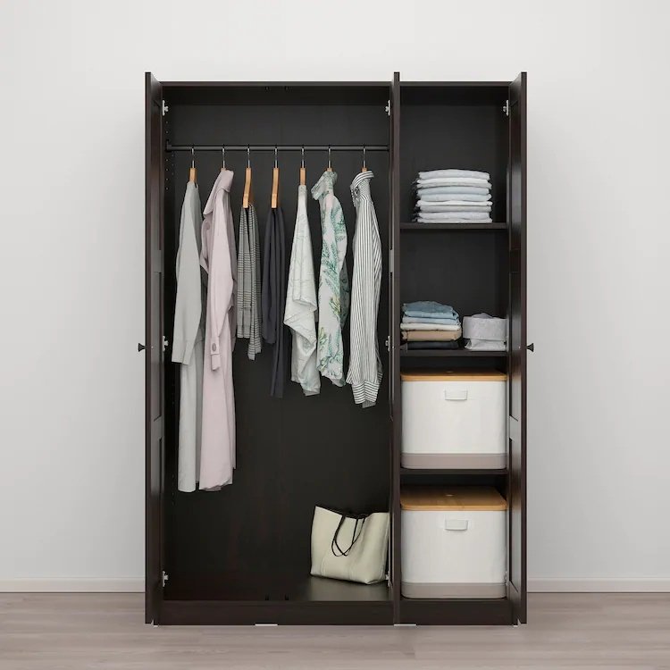 Распашной шкаф IKEA Раккестад 80453766, 117x176х55 см, черный купить,NaN