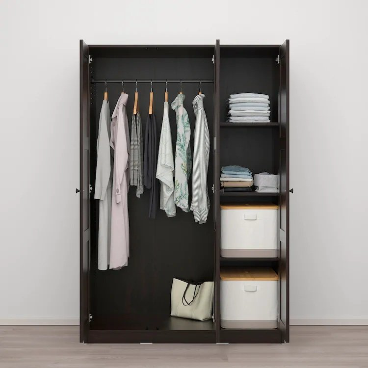 Распашной шкаф IKEA Раккестад 80453766, 117x176х55 см, черный купить,NaN