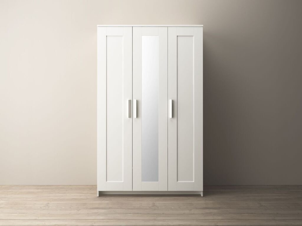 Распашной шкаф IKEA БРИМНЭС Шкаф платяной 3-дверный. 904.079.29, 117x190х50 см, белый купить,NaN
