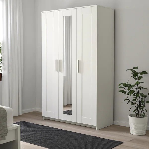 Распашной шкаф IKEA БРИМНЭС Шкаф платяной 3-дверный. 904.079.29, 117x190х50 см, белый купить,NaN