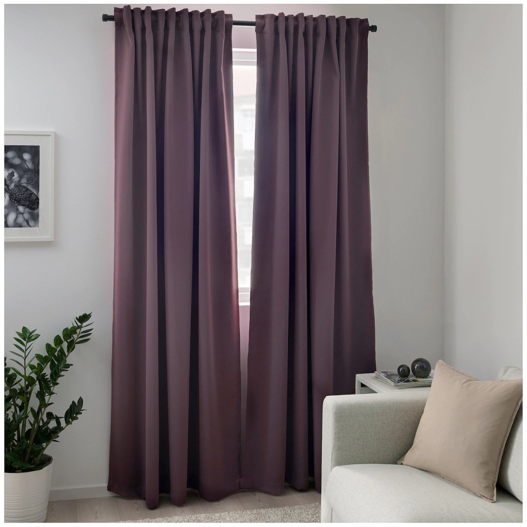 Портьеры IKEA 145x300 см 2 шт, полиэстер, фиолетовый купить,NaN