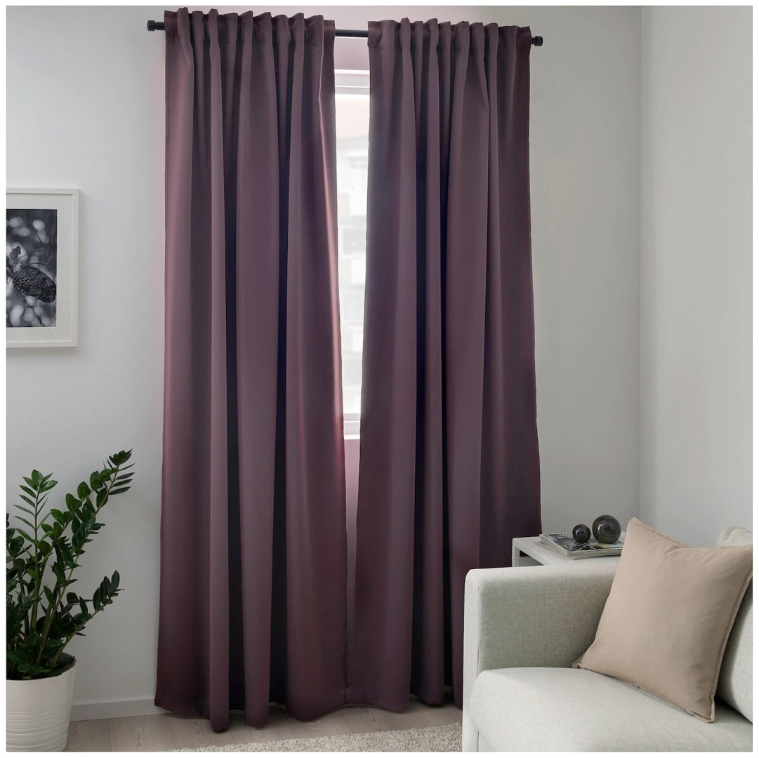 Портьеры IKEA 145x300 см 2 шт, полиэстер, фиолетовый купить,NaN