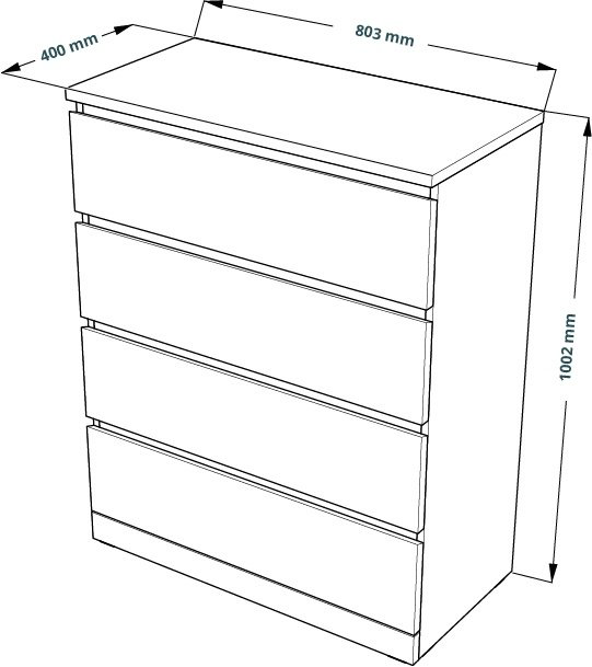 Комод VÄRMA 4, 80x40x100 см, бежевый купить,NaN