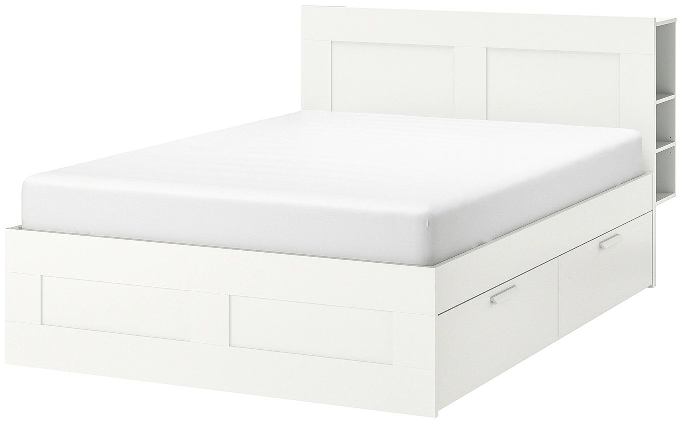 Кровать IKEA Бримнэс 29210724, 140x200 см, без подъёмного механизма, белый купить,NaN