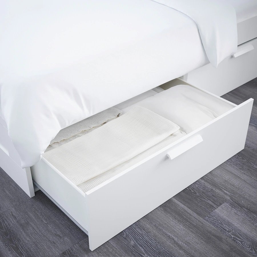Кровать IKEA Бримнэс 29210724, 140x200 см, без подъёмного механизма, белый купить,NaN
