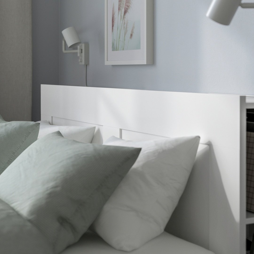 Кровать IKEA Бримнэс 29210724, 140x200 см, без подъёмного механизма, белый купить,NaN