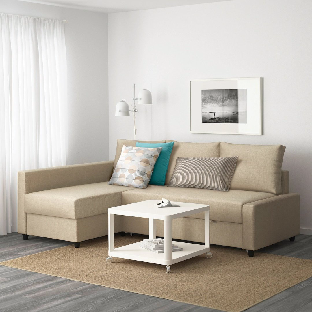 Угловой диван IKEA Фрихетэн, 230х151 см, обивка ткань, кремовый купить,NaN