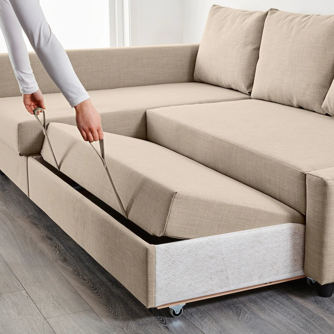 Угловой диван IKEA Фрихетэн, 230х151 см, обивка ткань, кремовый купить,NaN