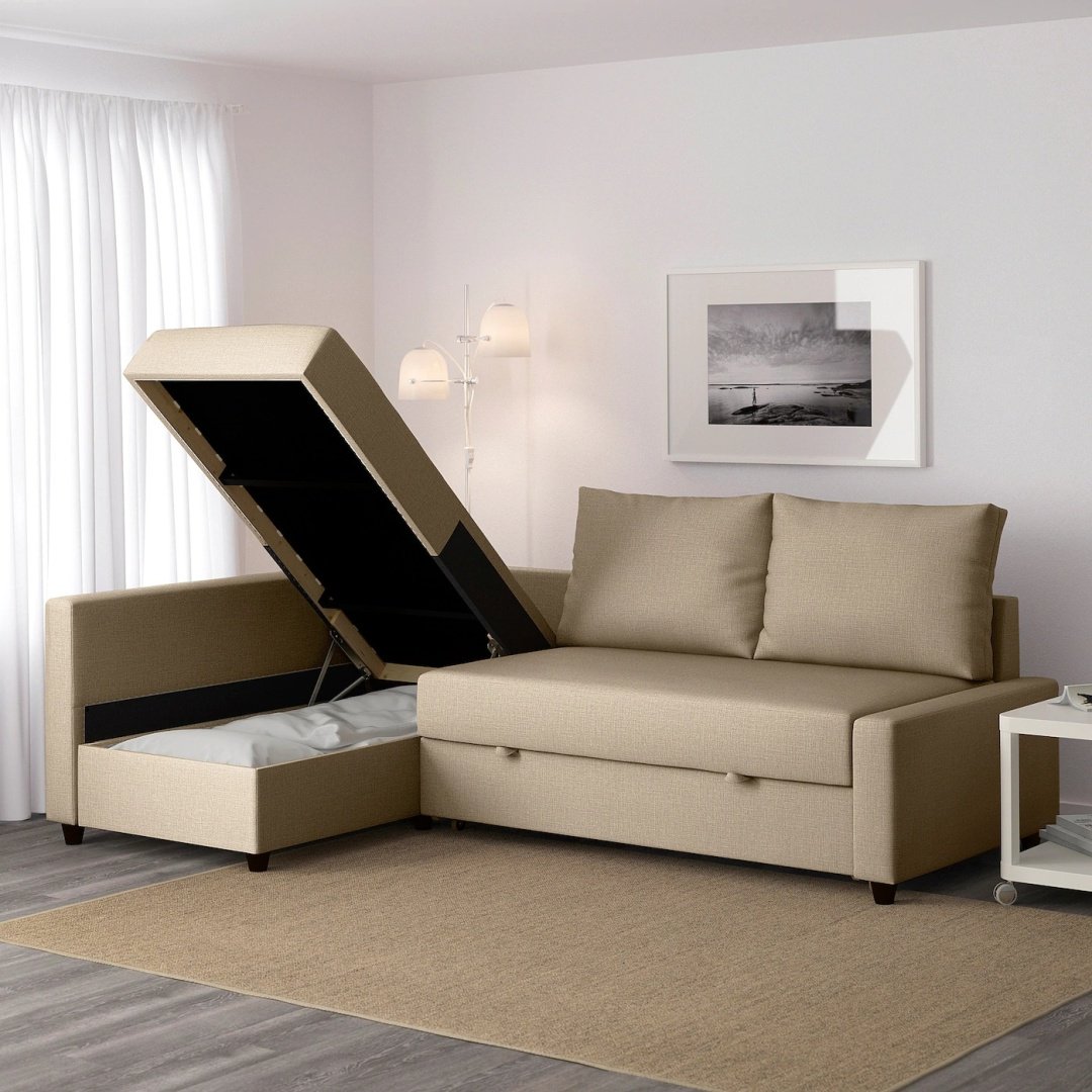 Угловой диван IKEA Фрихетэн, 230х151 см, обивка ткань, кремовый купить,NaN