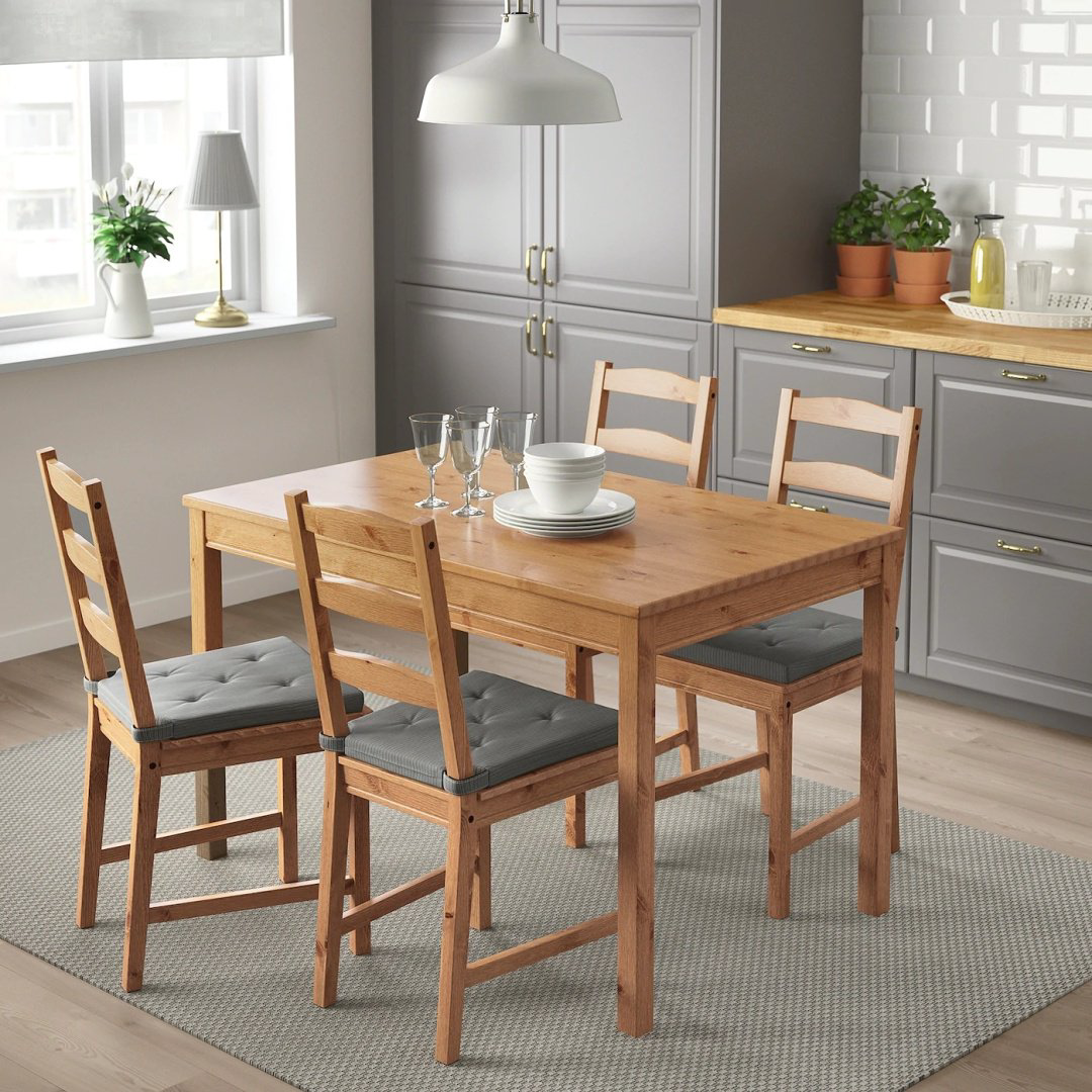 Комплект IKEA Йокмокк, стол 118х74 см + 4 стула, коричневый купить,NaN