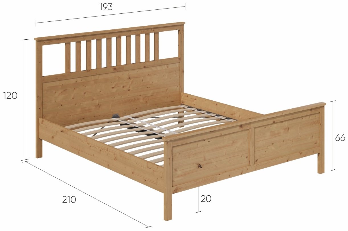 Хемнэс Hemnes/ Кымор двуспальная, 180x200 см, без подъёмного механизма, светло-коричневый купить,NaN