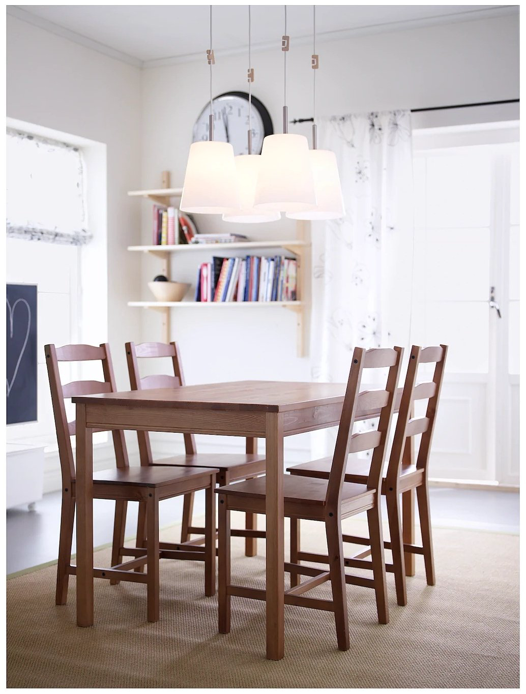 Комплект IKEA Йокмокк, стол 118х74 см + 4 стула, коричневый купить,NaN