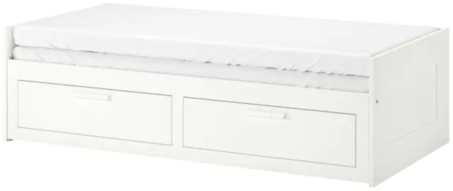 Кровать IKEA Бримнэс односпальная, 80x200 см (без матраса, без подъёмного механизма) белый купить,NaN