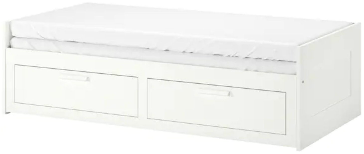 Кровать IKEA Бримнэс односпальная, 80x200 см (без матраса, без подъёмного механизма) белый купить,NaN