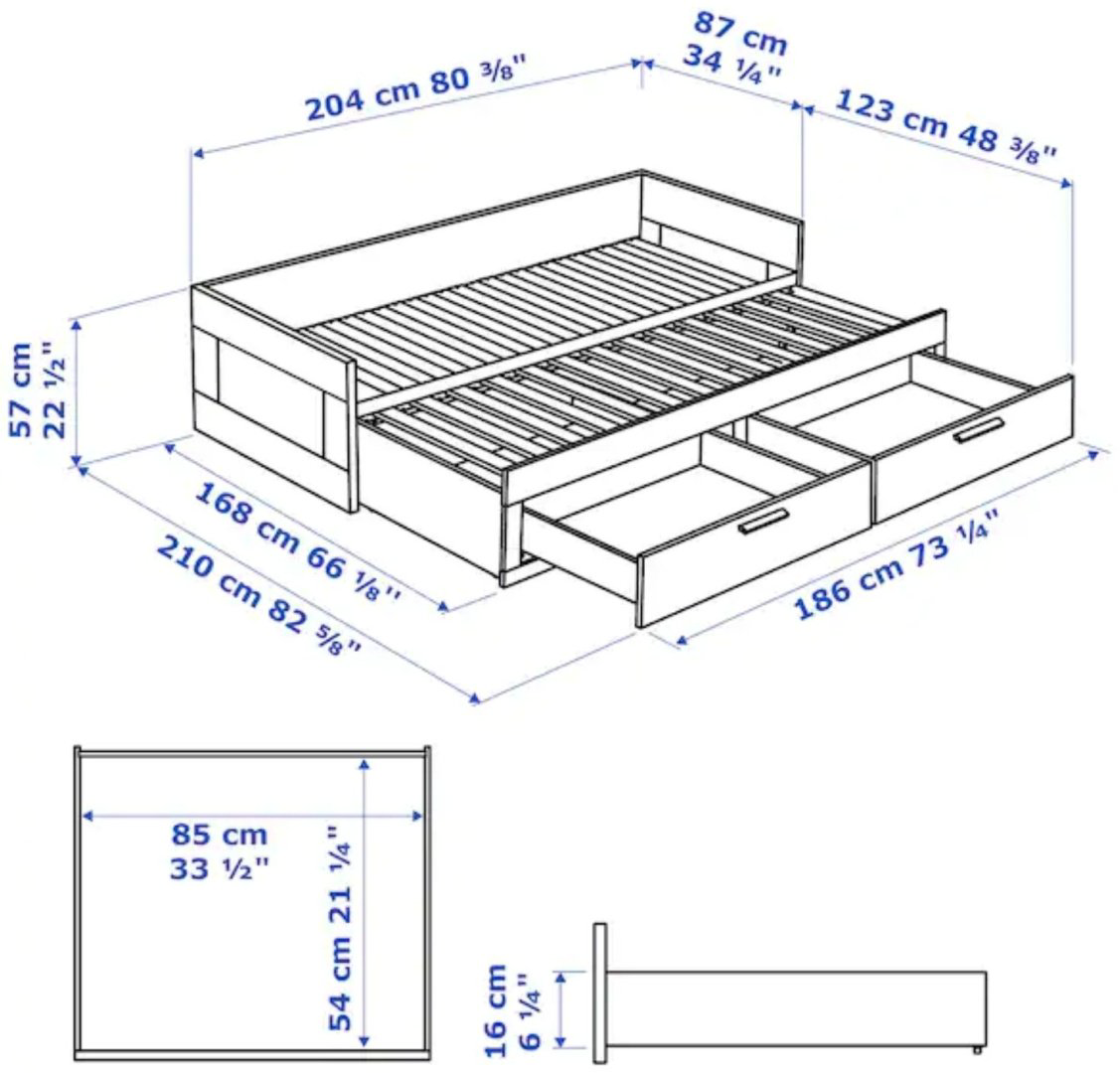 Кровать IKEA Бримнэс односпальная, 80x200 см (без матраса, без подъёмного механизма) белый купить,NaN