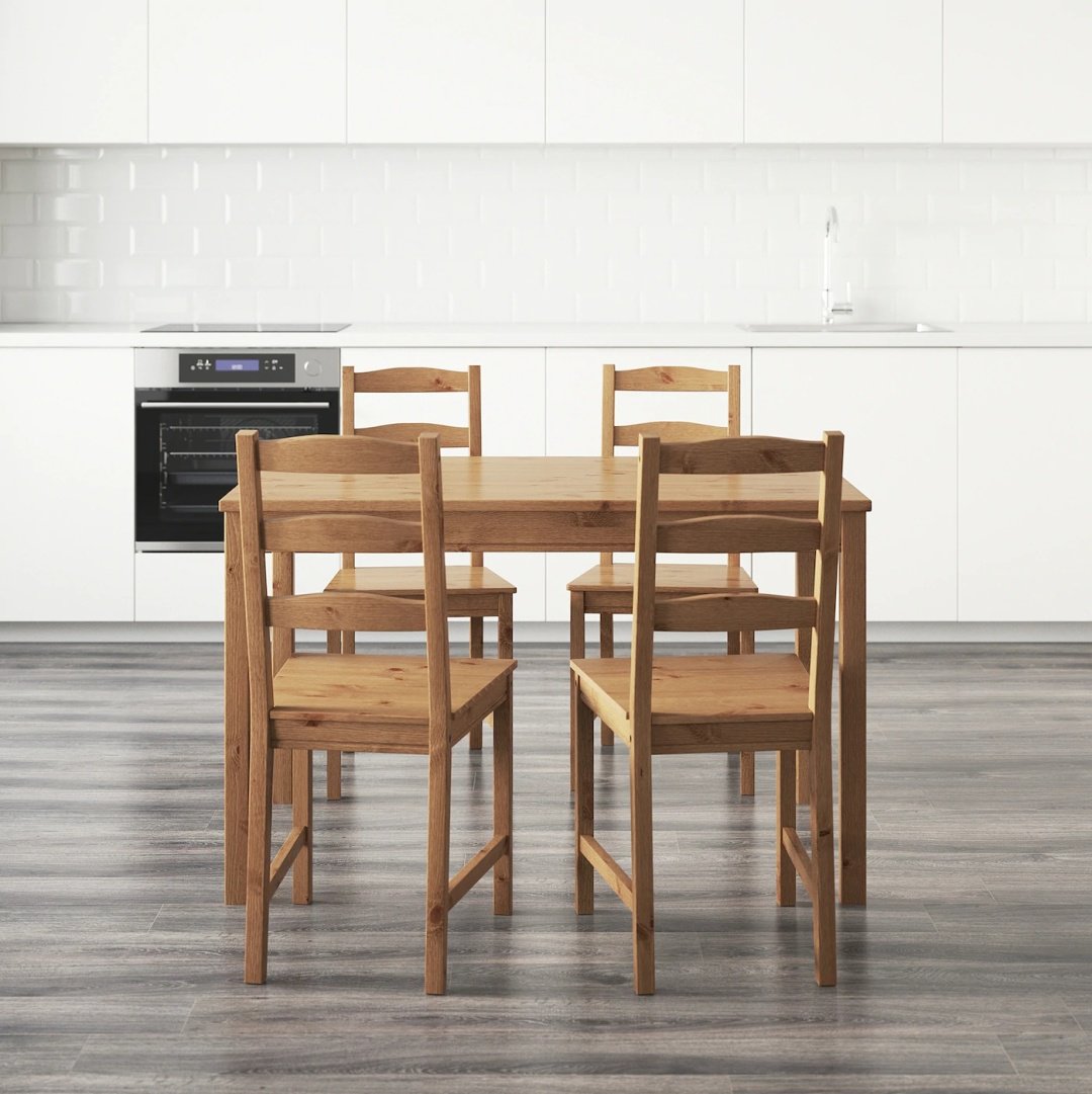Комплект IKEA Йокмокк, стол 118х74 см + 4 стула, коричневый купить,NaN