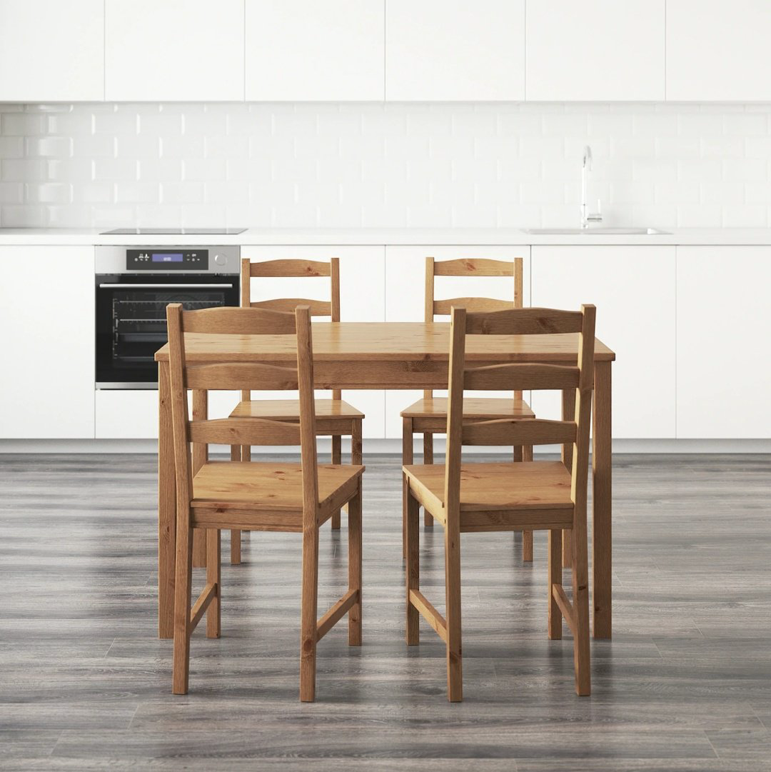 Комплект IKEA Йокмокк, стол 118х74 см + 4 стула, коричневый купить,NaN