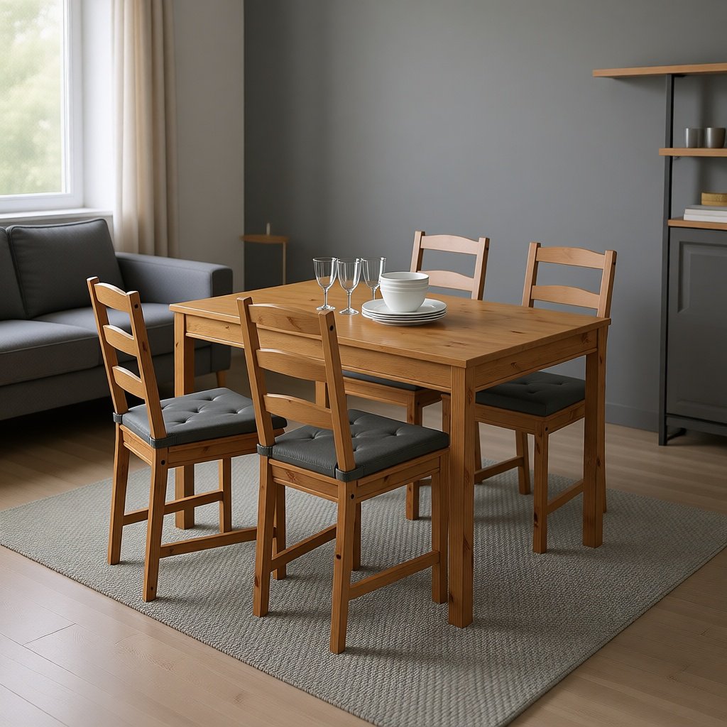 Комплект IKEA Йокмокк, стол 118х74 см + 4 стула, коричневый купить,NaN