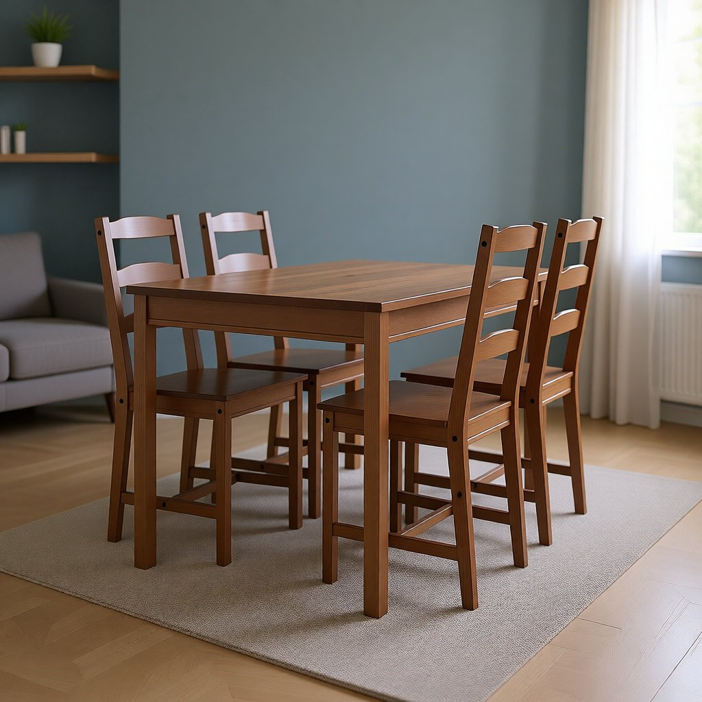 Комплект IKEA Йокмокк, стол 118х74 см + 4 стула, коричневый купить,NaN