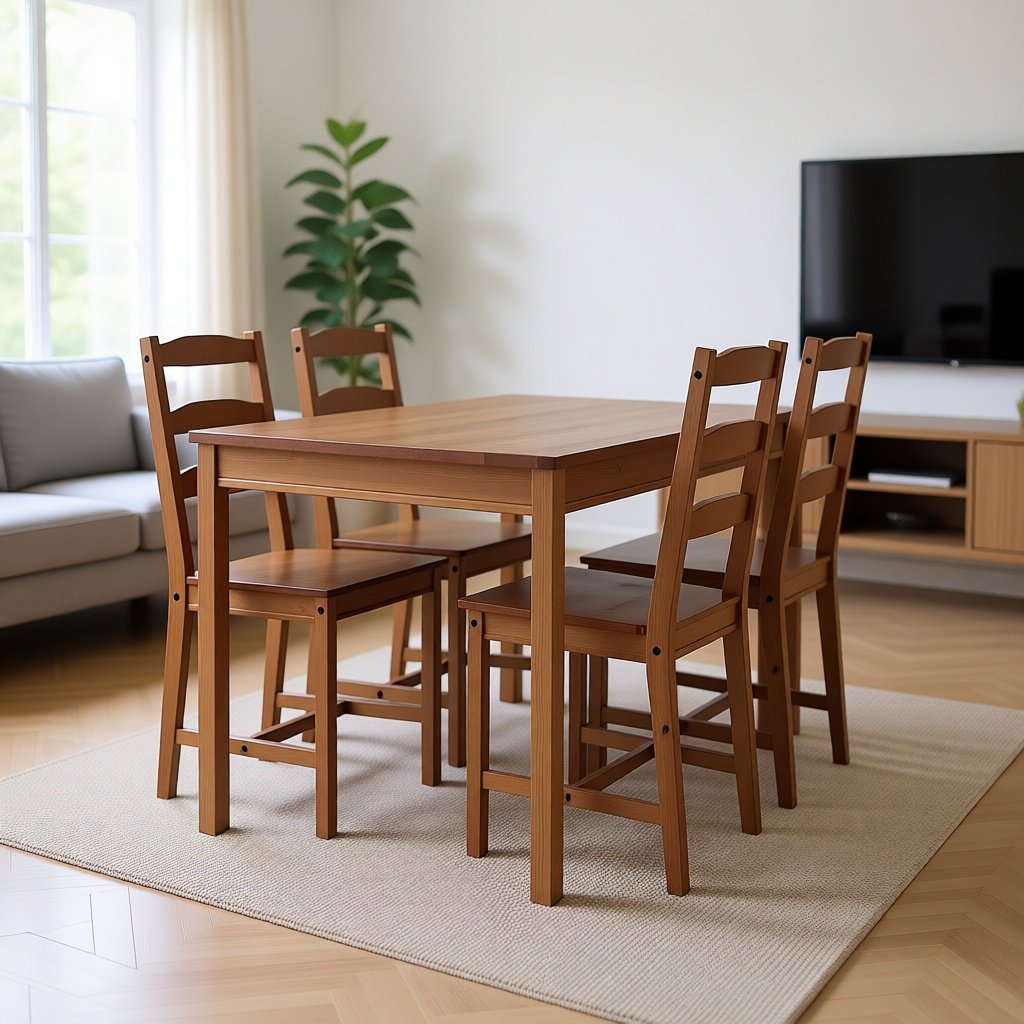 Комплект IKEA Йокмокк, стол 118х74 см + 4 стула, коричневый купить,NaN