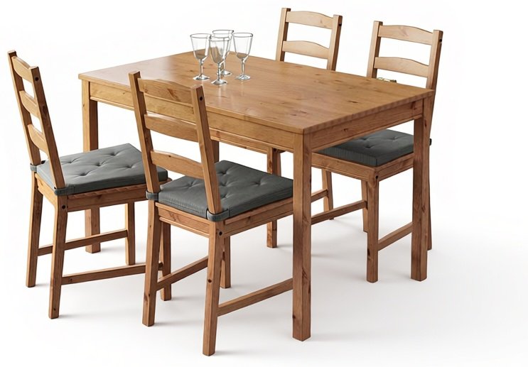 Комплект IKEA Йокмокк, стол 118х74 см + 4 стула, коричневый купить,NaN