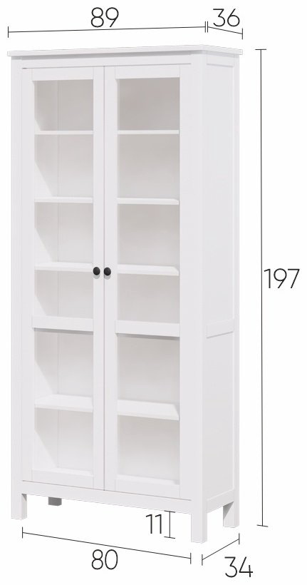 Шкаф-витрина напольный КЫМОР (ХЕМНЭС) 198х90х37 см купить,NaN