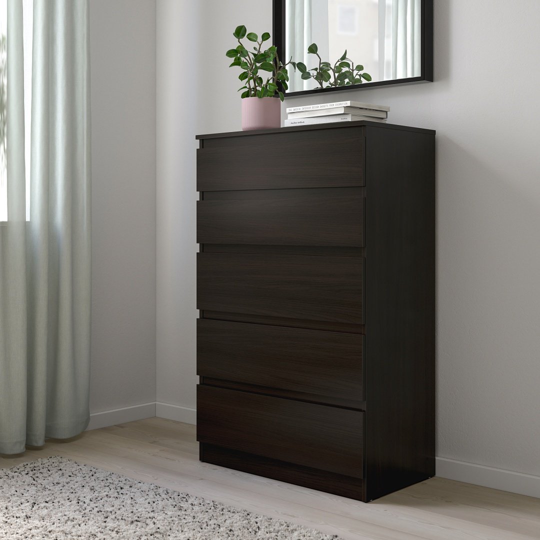 Комод IKEA Куллен, 70x40x112 см, черный купить,NaN