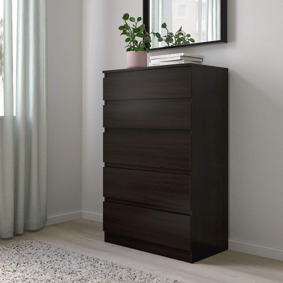 Комод IKEA Куллен, 70x40x112 см, черный купить,NaN