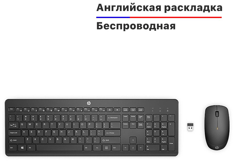 Клавиатура HP 230 18H24AA USB черный + мышь купить,23153