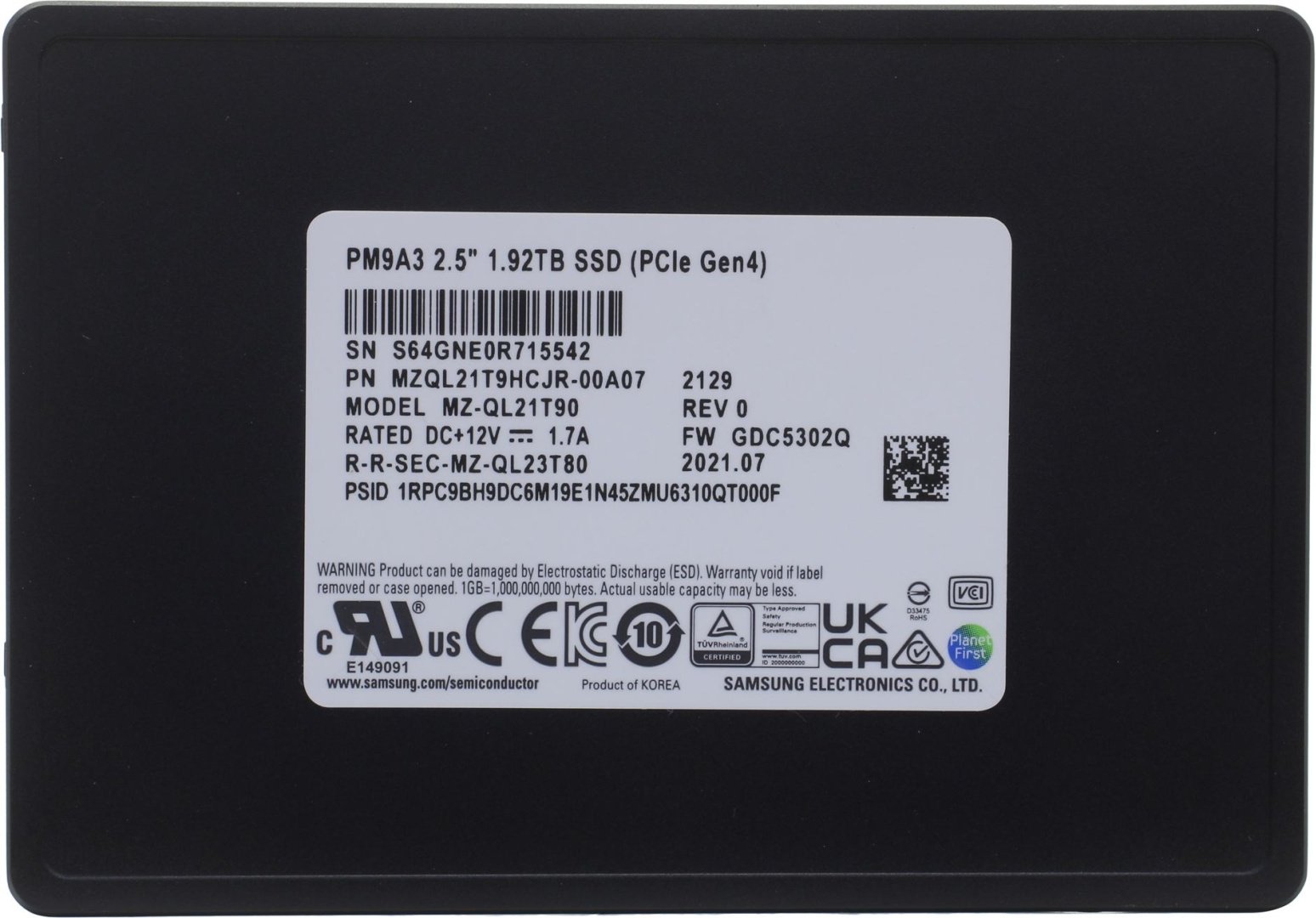SSD Samsung MZQL21T9HCJR-00A07 1920 ГБ купить,NaN